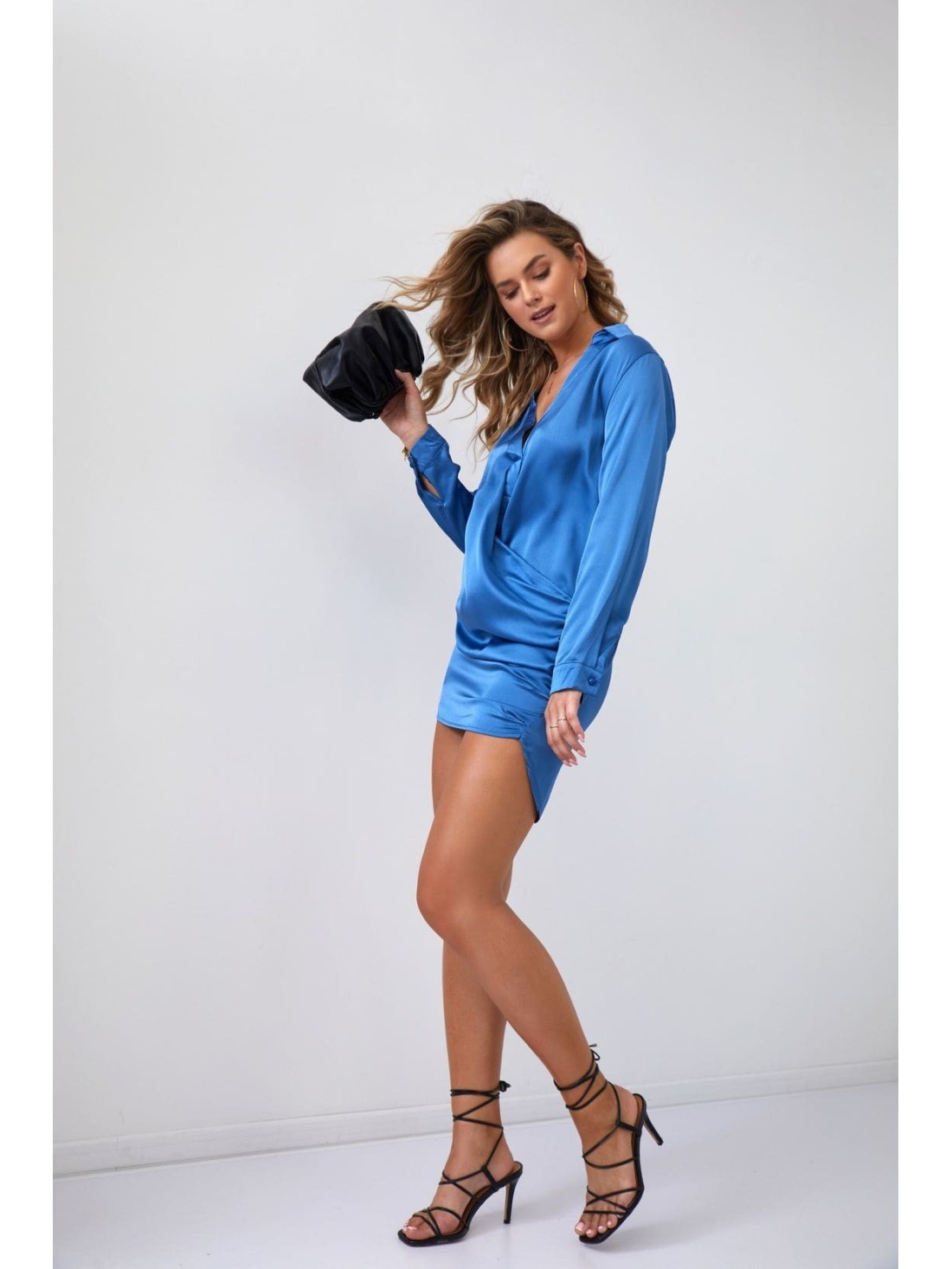 Rochie cămașă cu volane indigo FG641 - Magazin online - Boutique